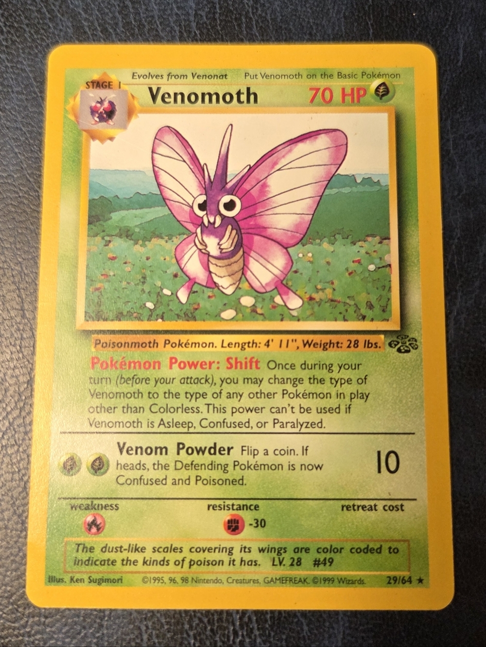 Pokemon Jungle Set 1999 Venomoth Rare Trading Card (29/64)